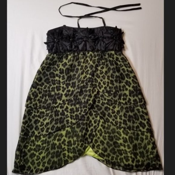 Alice + Olivia Silk Green Leopard Strapless Dress Size Small - Picture 5 of 8